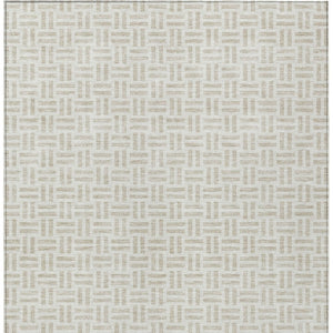 HomeRoots 5' Stylish Ivory and Beige Geometric Area Rug for Indoor and Outdoor Use - Durable & Washable Design 5' X 8' 614756