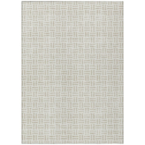HomeRoots 5' Stylish Ivory and Beige Geometric Area Rug for Indoor and Outdoor Use - Durable & Washable Design 5' X 8' 614756