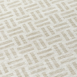 HomeRoots 5' Stylish Ivory and Beige Geometric Area Rug for Indoor and Outdoor Use - Durable & Washable Design 8' Round 614757