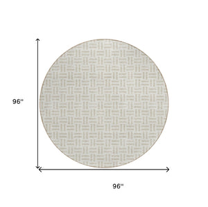 HomeRoots 5' Stylish Ivory and Beige Geometric Area Rug for Indoor and Outdoor Use - Durable & Washable Design 8' Round 614757