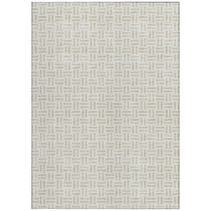 HomeRoots 5' Stylish Ivory and Beige Geometric Area Rug for Indoor and Outdoor Use - Durable & Washable Design 8' X 10' 614758
