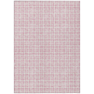HomeRoots 5' Pink and Ivory Geometric Area Rug - Stylish Indoor/Outdoor Washable Design for Modern Spaces 5' X 8' 614768