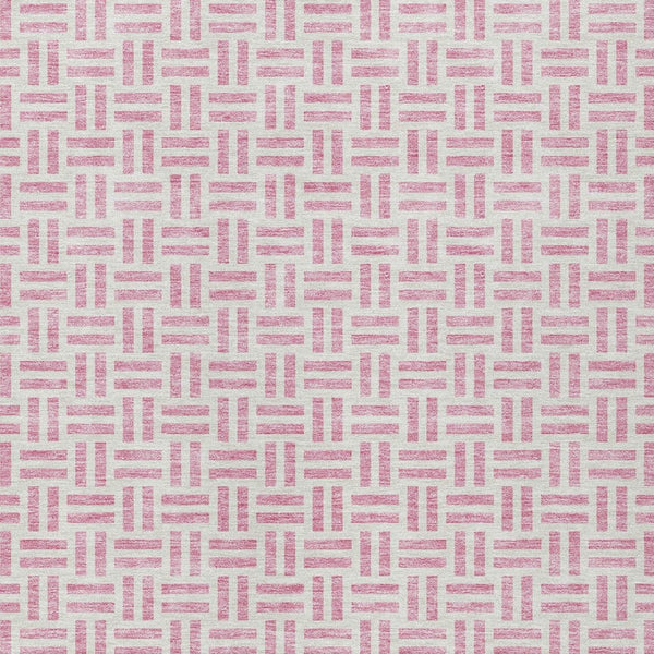HomeRoots 5' Pink and Ivory Geometric Area Rug - Stylish Indoor/Outdoor Washable Design for Modern Spaces 5' X 8' 614768