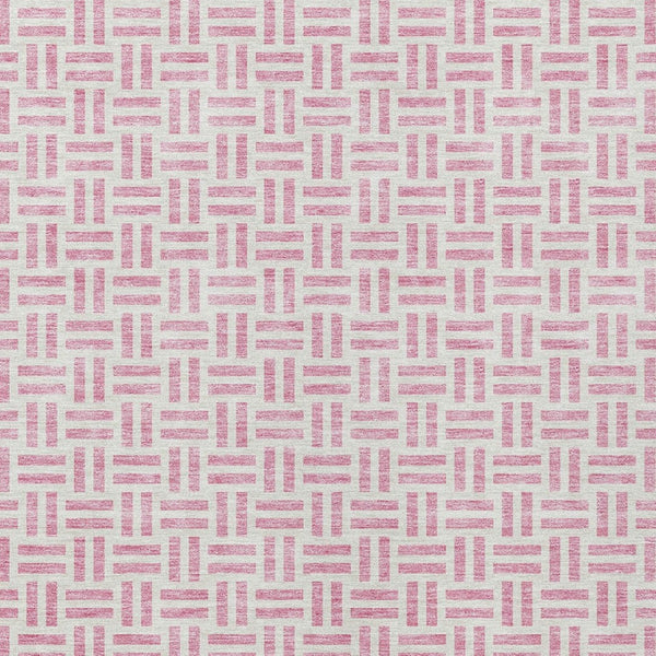 HomeRoots 5' Pink and Ivory Geometric Area Rug - Stylish Indoor/Outdoor Washable Design for Modern Spaces 8' X 10' 614770