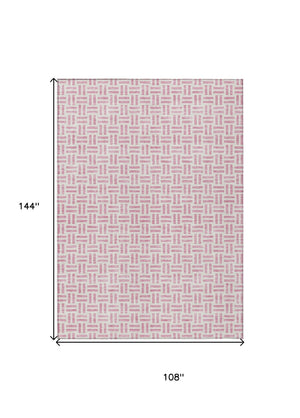 HomeRoots 5' Pink and Ivory Geometric Area Rug - Stylish Indoor/Outdoor Washable Design for Modern Spaces 9' X 12' 614771