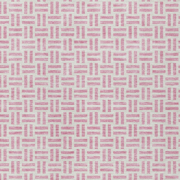 HomeRoots 5' Pink and Ivory Geometric Area Rug - Stylish Indoor/Outdoor Washable Design for Modern Spaces 9' X 12' 614771