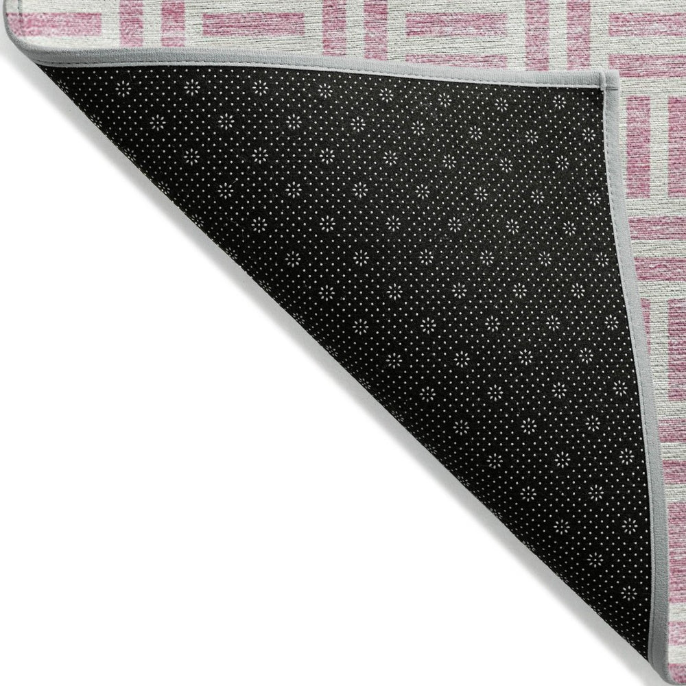 HomeRoots 5' Pink and Ivory Geometric Area Rug - Stylish Indoor/Outdoor Washable Design for Modern Spaces 10' X 14' 614772