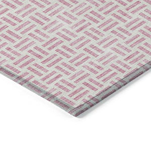 HomeRoots 5' Pink and Ivory Geometric Area Rug - Stylish Indoor/Outdoor Washable Design for Modern Spaces 10' X 14' 614772