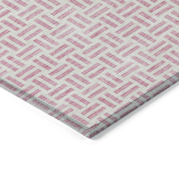 HomeRoots 5' Pink and Ivory Geometric Area Rug - Stylish Indoor/Outdoor Washable Design for Modern Spaces 10' X 14' 614772