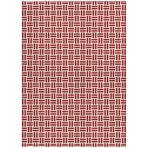 HomeRoots 5' Modern Red and Ivory Geometric Area Rug – Durable, Washable Design for Indoor and Outdoor Use 5' X 8' 614774