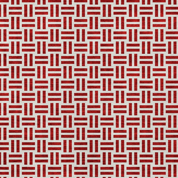HomeRoots 5' Modern Red and Ivory Geometric Area Rug – Durable, Washable Design for Indoor and Outdoor Use 9' X 12' 614777