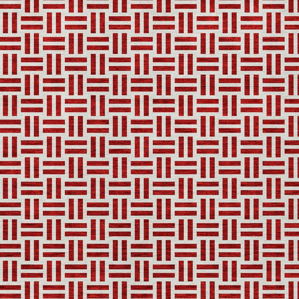 HomeRoots 5' Modern Red and Ivory Geometric Area Rug – Durable, Washable Design for Indoor and Outdoor Use 10' X 14' 614778