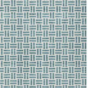 HomeRoots 5' Stylish Teal Blue and Ivory Geometric Area Rug – Durable, Washable, Perfect for Indoor & Outdoor Spaces 5' X 8' 614780