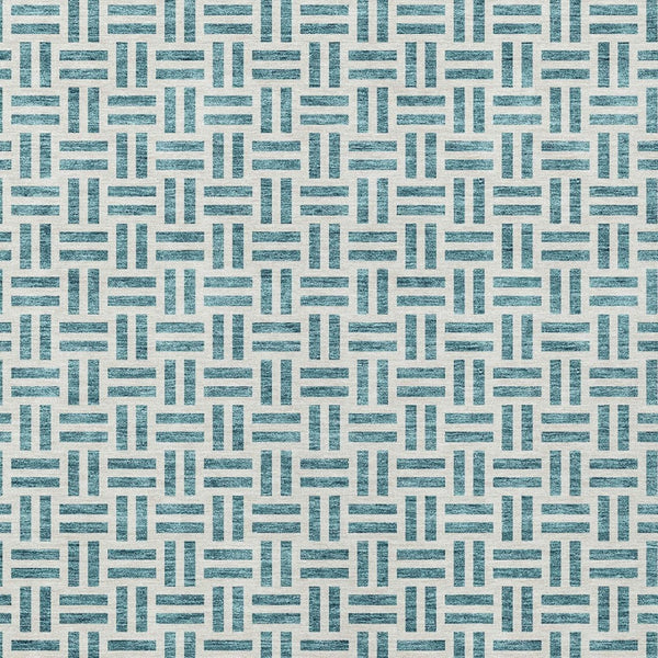 HomeRoots 5' Stylish Teal Blue and Ivory Geometric Area Rug – Durable, Washable, Perfect for Indoor & Outdoor Spaces 10' X 14' 614784