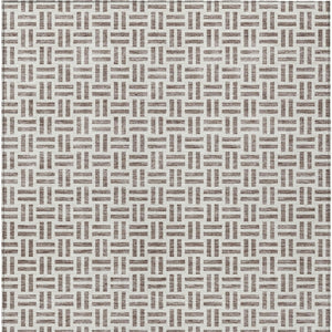 HomeRoots 9' X 12' Taupe and Ivory Geometric Indoor/Outdoor Rug – Stylish, Washable & Perfect for Any Space! 614789