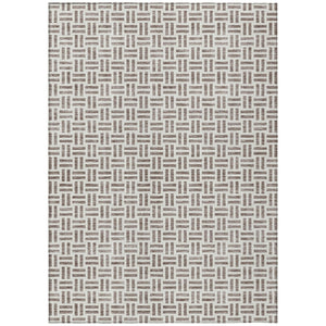 HomeRoots 9' X 12' Taupe and Ivory Geometric Indoor/Outdoor Rug – Stylish, Washable & Perfect for Any Space! 614789