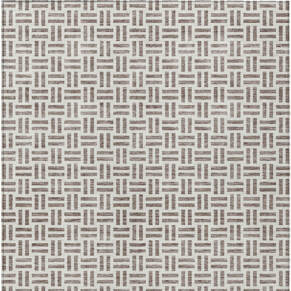 HomeRoots 5' Taupe and Ivory Geometric Area Rug - Stylish, Washable, Indoor/Outdoor Comfort for Any Space 10' X 14' 614790