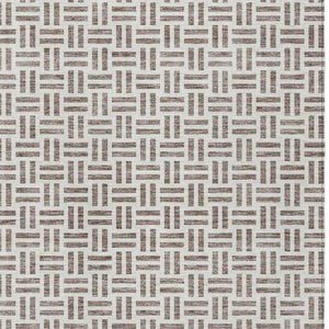HomeRoots 5' Taupe and Ivory Geometric Area Rug - Stylish, Washable, Indoor/Outdoor Comfort for Any Space 10' X 14' 614790