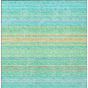 HomeRoots 5' Aqua Green and Yellow Striped Washable Area Rug - Durable, Stain-Resistant, Indoor/Outdoor Accent 8' X 10' 614794