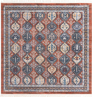 Unique Loom Aramis Conner Machine Made Tribal Rug Rust Red, Blue/Brown/Ivory/Light Blue/Orange/Navy Blue 10' 0" x 10' 0"