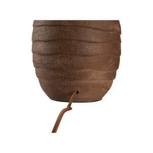 Wildwood Vespucci Ceramic Lamp — Italian 30" Ridged Brown Sand Glaze With Linen Drum Shade, Warm Diffuse Light 61480