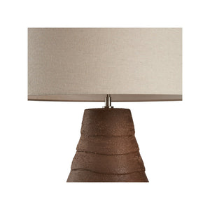 Wildwood Vespucci Ceramic Lamp — Italian 30" Ridged Brown Sand Glaze With Linen Drum Shade, Warm Diffuse Light 61480