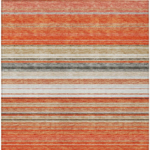 HomeRoots 5' Coral Ivory and Gray Striped Washable Area Rug - Durable, Stylish, Indoor/Outdoor Design for Any Space 10' X 14' 614808