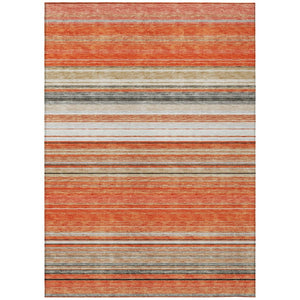 HomeRoots 5' Coral Ivory and Gray Striped Washable Area Rug - Durable, Stylish, Indoor/Outdoor Design for Any Space 10' X 14' 614808
