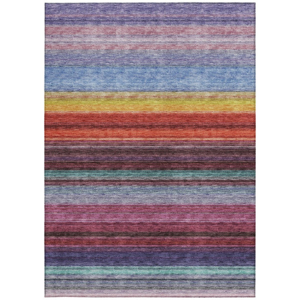 HomeRoots 5' Striped Lavender, Blush, and Blue Area Rug - Durable, Washable Indoor/Outdoor Accent for Any Space 5' X 8' 614810