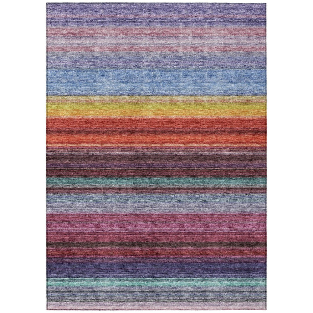 HomeRoots 5' Striped Lavender, Blush, and Blue Area Rug - Durable, Washable Indoor/Outdoor Accent for Any Space 8' X 10' 614812
