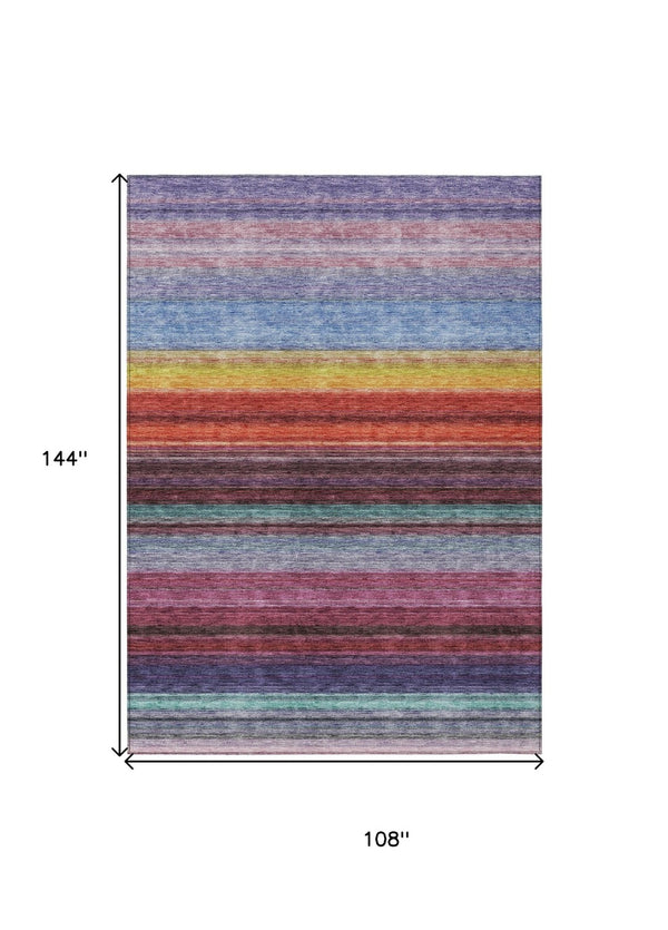 HomeRoots 5' Striped Lavender, Blush, and Blue Area Rug - Durable, Washable Indoor/Outdoor Accent for Any Space 9' X 12' 614813