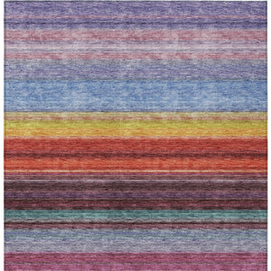 HomeRoots 5' Striped Lavender, Blush, and Blue Area Rug - Durable, Washable Indoor/Outdoor Accent for Any Space 9' X 12' 614813