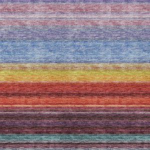 HomeRoots 5' Striped Lavender, Blush, and Blue Area Rug - Durable, Washable Indoor/Outdoor Accent for Any Space 10' X 14' 614814