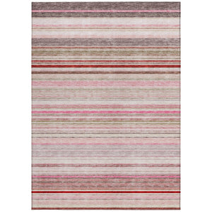 HomeRoots 5' Washable Indoor Outdoor Area Rug in Pink Blush and Burgundy Stripes for Stylish Versatility 5' X 8' 614822