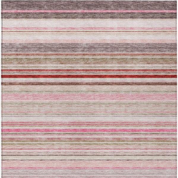 HomeRoots 5' Washable Indoor Outdoor Area Rug in Pink Blush and Burgundy Stripes for Stylish Versatility 5' X 8' 614822