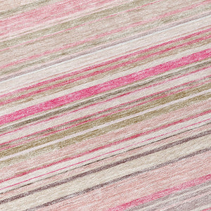 HomeRoots 5' Washable Indoor Outdoor Area Rug in Pink Blush and Burgundy Stripes for Stylish Versatility 8' Round 614823