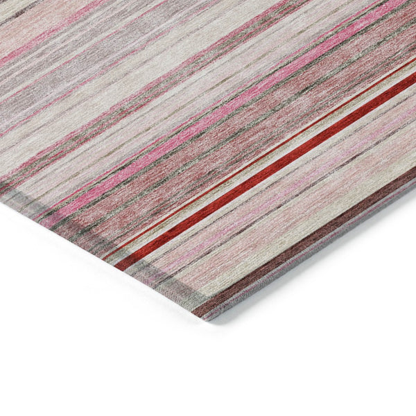 HomeRoots 5' Washable Indoor Outdoor Area Rug in Pink Blush and Burgundy Stripes for Stylish Versatility 8' X 10' 614824