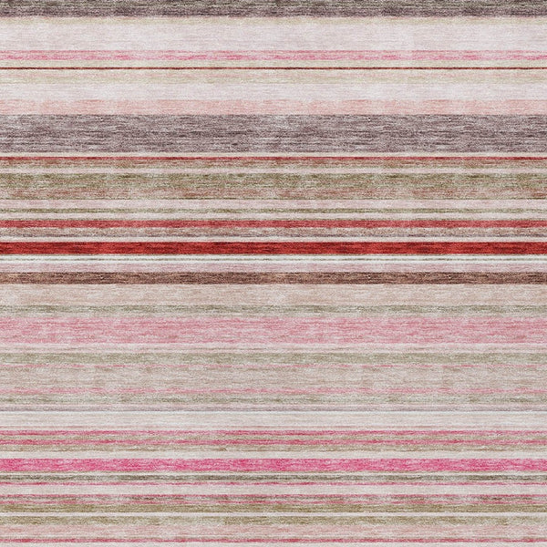 HomeRoots 5' Washable Indoor Outdoor Area Rug in Pink Blush and Burgundy Stripes for Stylish Versatility 8' X 10' 614824