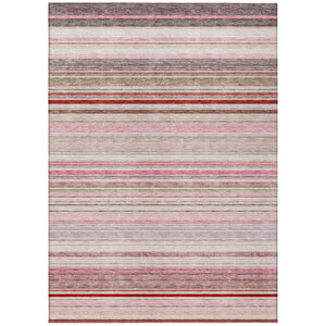HomeRoots 5' Washable Indoor Outdoor Area Rug in Pink Blush and Burgundy Stripes for Stylish Versatility 9' X 12' 614825