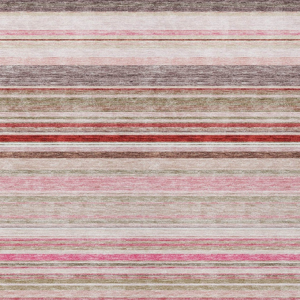 HomeRoots 5' Washable Indoor Outdoor Area Rug in Pink Blush and Burgundy Stripes for Stylish Versatility 9' X 12' 614825