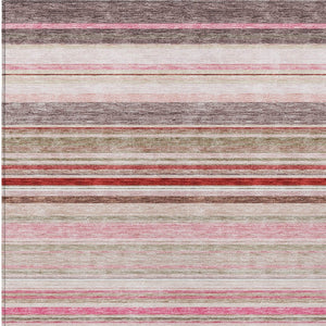 HomeRoots 5' Washable Indoor Outdoor Area Rug in Pink Blush and Burgundy Stripes for Stylish Versatility 10' X 14' 614826