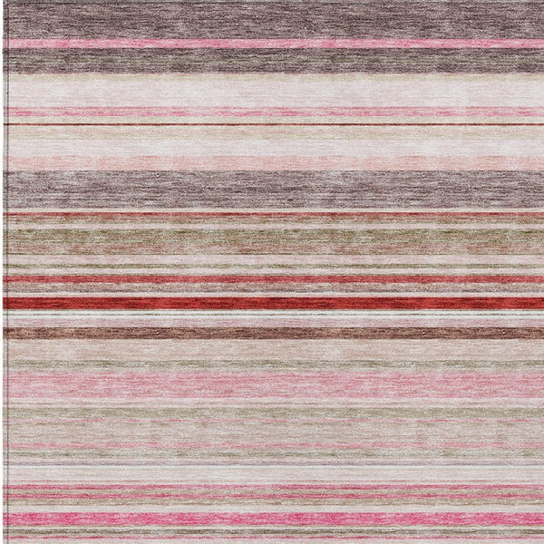 HomeRoots 5' Washable Indoor Outdoor Area Rug in Pink Blush and Burgundy Stripes for Stylish Versatility 10' X 14' 614826