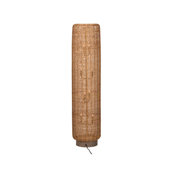 Wildwood Teague Handwoven Raffia Floor Lamp — 57" Tall Cylindrical Open-Weave Ambient Light For Cozy Rooms 61484