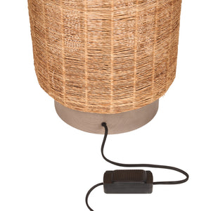 Wildwood Teague Handwoven Raffia Floor Lamp — 57" Tall Cylindrical Open-Weave Ambient Light For Cozy Rooms 61484