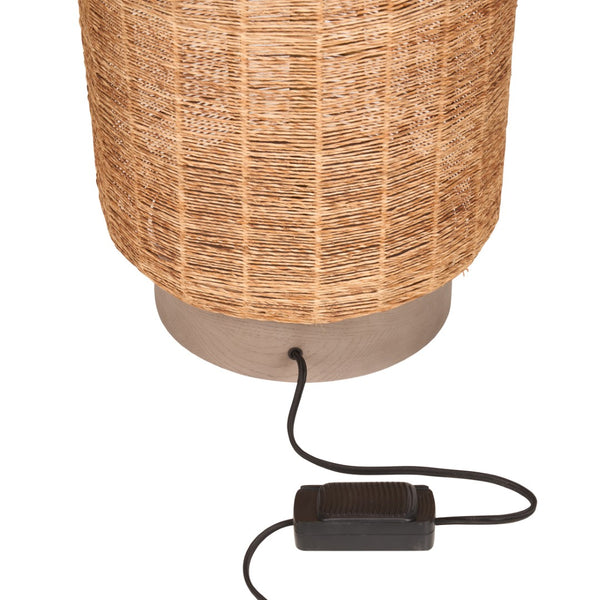 Wildwood Teague Handwoven Raffia Floor Lamp — 57" Tall Cylindrical Open-Weave Ambient Light For Cozy Rooms 61484