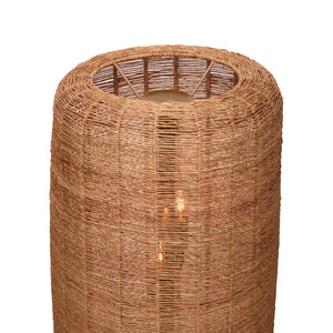 Wildwood Teague Handwoven Raffia Floor Lamp — 57" Tall Cylindrical Open-Weave Ambient Light For Cozy Rooms 61484