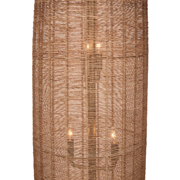Wildwood Teague Handwoven Raffia Floor Lamp — 57" Tall Cylindrical Open-Weave Ambient Light For Cozy Rooms 61484