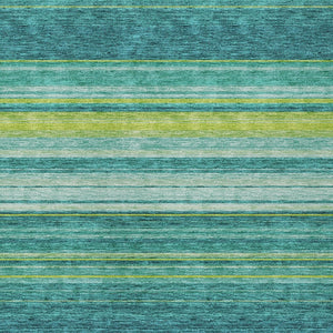 HomeRoots 5' Striped Teal Blue Lime Green Turquoise Area Rug - Durable, Machine Washable for Indoor & Outdoor Use 8' X 10' 614842