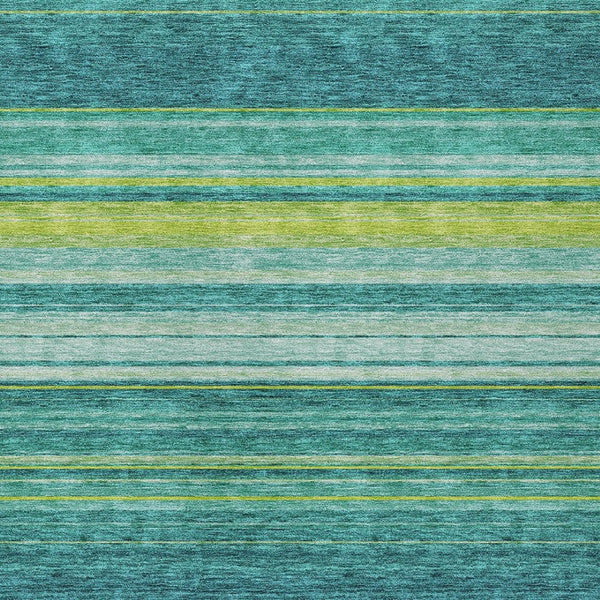 HomeRoots 5' Striped Teal Blue Lime Green Turquoise Area Rug - Durable, Machine Washable for Indoor & Outdoor Use 8' X 10' 614842