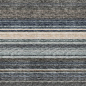 HomeRoots 5' Durable Taupe Beige and Pewter Striped Washable Area Rug for Indoor and Outdoor Elegance 5' X 8' 614846